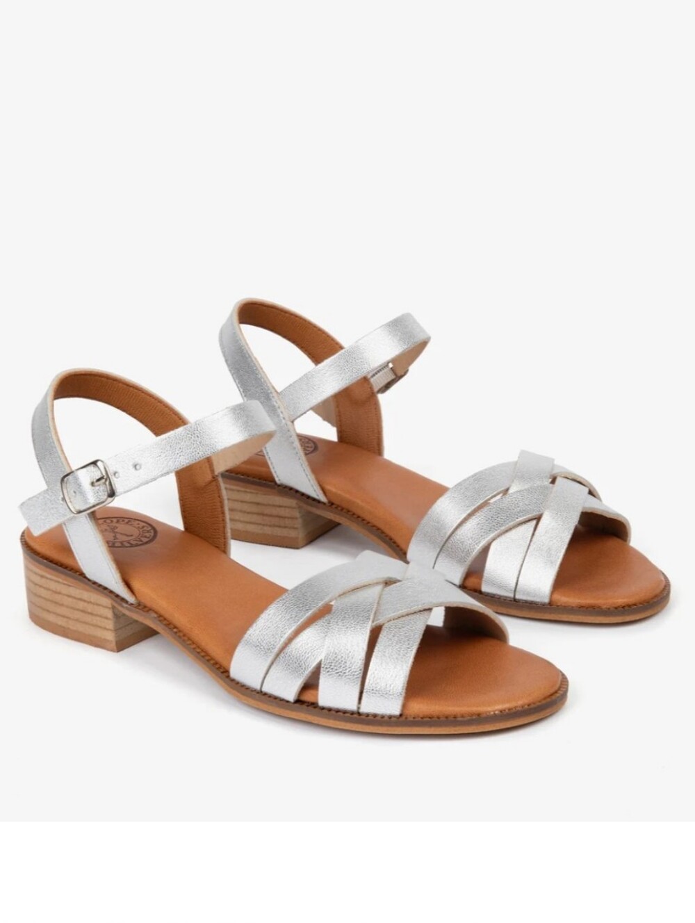 Penelope Chilvers Heeled Shepardess Metallic Leather Sandal